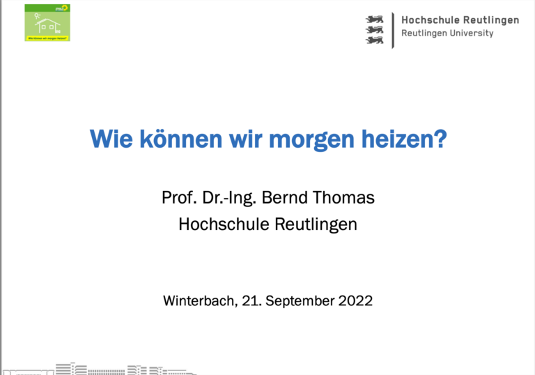 Vortrag Bernd Thomas: Wie können wir morgen heizen?